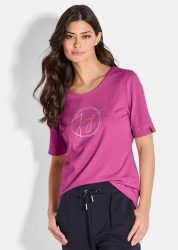 T-Shirt mit Metallic-Print - pink - Gr. 42 von Goldner Fashion