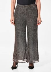 Palazzo-Hose VERA aus glänzendem Plissee - schwarz / metallic / gemustert - Gr. 21 von Goldner Fashion