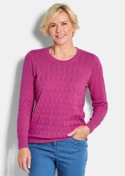 Strickpullover mit Zickzack-Zopfmuster - beere - Gr. 19 von Goldner Fashion
