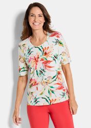 Jersey-Shirt mit Blumen - bunt / gemustert - Gr. 19 von Goldner Fashion