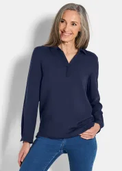 Schlupfbluse aus reiner Viskose - blau - Gr. 46 von Goldner Fashion