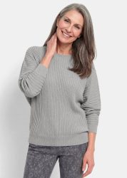 Weicher Strickpullover mit Glanzgarn - grau - Gr. 40/42 von Goldner Fashion