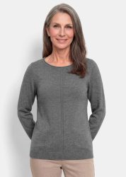 Strickpullover aus reiner Merinowolle - grau / méliert - Gr. 50 von Goldner Fashion