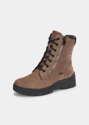 Halbstiefel mit Schnürung und Reissverschluss - taupe - Gr. 36 von Goldner Fashion