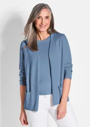 Kaschmir-Longstrickjacke - blau - Gr. 48 von Goldner Fashion