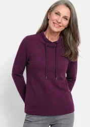 Sweatshirt mit Kordeln - aubergine - Gr. 20 von Goldner Fashion