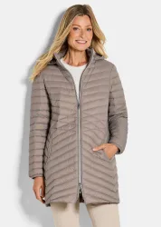 Daunenmantel mit femininer Steppung - taupe - Gr. 19 von Goldner Fashion