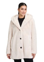 Kuscheliger Mantel in Fell-Optik - beige - Gr. 44 von Goldner Fashion