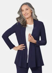 Weich fallende Jersey-Longjacke - marine - Gr. 19 von Goldner Fashion