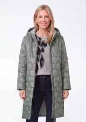 Steppmantel mit Kapuze - graugrün - Gr. 20 von Goldner Fashion