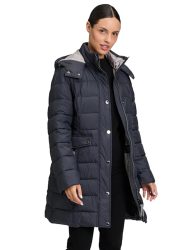 Steppmantel mit abnehmbarer Kapuze - marine - Gr. 40 von Goldner Fashion