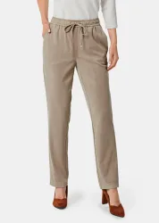 Stretch Hose SARA in Veloursleder-Optik - beige - Gr. 20 von Goldner Fashion