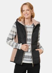 Sportive Weste mit vielen Details - schwarz / beige - Gr. 20 von Goldner Fashion