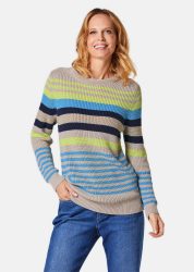 Ringelpullover - stein / gelb / türkis / geringelt - Gr. 20 von Goldner Fashion