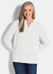 Schlupfbluse aus reiner Viskose - weiss - Gr. 48 von Goldner Fashion