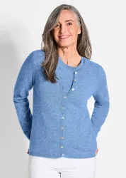 Kaschmirstrickjacke mit Rundhalsausschnitt - blau - Gr. 25 von Goldner Fashion