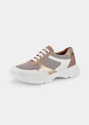 Sneaker mit Netzeinsatz - weiss / rosé / goldfarben - Gr. 37 von Goldner Fashion