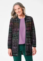 Strickjacke mit Multicolor Ringeloptik - bunt - Gr. 20 von Goldner Fashion