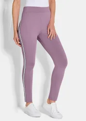 Leggings mit Galonstreifen im Doppelpack - altrosé / schwarz - Gr. 38 von Goldner Fashion