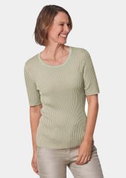 Pflegeleichter Pullover in hochwertiger Rippenstruktur - salbei - Gr. 21 von Goldner Fashion