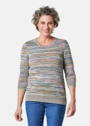 Kombistarker Multicolor-Ringelpullover - bunt / papaya / geringelt - Gr. 40 von Goldner Fashion