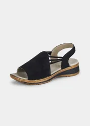 Sandale mit weichen Stretchbändern - marine - Gr. 41 von Goldner Fashion