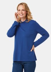 Stehkragenshirt mit Langarm - royalblau - Gr. 19 von Goldner Fashion