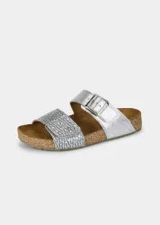 Pantoletten mit Korkfussbett - silberfarben - Gr. 36 von Goldner Fashion