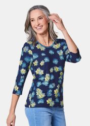 Druckshirt in kraftvollen Farben - marine / gemustert - Gr. 23 von Goldner Fashion