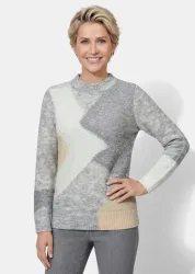 Strickpullover mit Intarsienmuster - grau / gemustert - Gr. 20 von Goldner Fashion