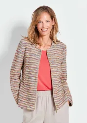 Bouclé-Jacke im Ringel-Look - bunt / gemustert - Gr. 20 von Goldner Fashion