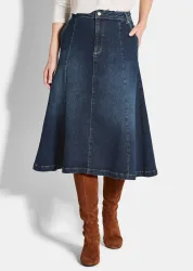 Jeans-Jupe in femininer Form - dunkelblau - Gr. 21 von Goldner Fashion