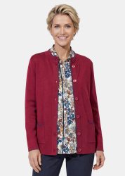 Longstrickjacke mit kontrastfarbenen Zierkanten - dunkelrot - Gr. 21 von Goldner Fashion