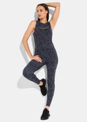 Tanktop aus glattem Jersey - schwarz / grau / gemustert - Gr. L von Goldner Fashion