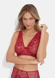 Bügel-BH mit Spitze - rot - Gr. 75 D von Goldner Fashion