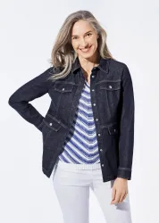 Jeansjacke mit sportlichen Details - marine - Gr. 19 von Goldner Fashion