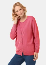 Strickjacke aus reiner Merinowolle - pink - Gr. 21 von Goldner Fashion