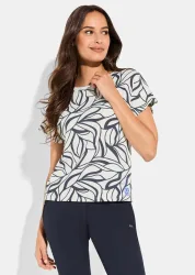 Atmungsaktives Funktionsshirt aus Rip-Jersey - blau / cremeweiss - Gr. 36 von Goldner Fashion