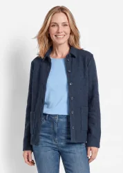 Hemdjacke in Bouclé-Optik mit Viskose - marine / gemustert - Gr. 23 von Goldner Fashion