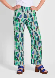 Palazzo-Hose VERA aus kühlender Viskose - hellgrün / gemustert - Gr. 245 von Goldner Fashion