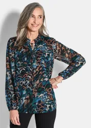 Druckbluse aus Chiffon - royalblau / gemustert - Gr. 21 von Goldner Fashion