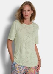 Ausbrenner-Shirt mit U-Boot-Ausschnitt - salbei - Gr. 19 von Goldner Fashion