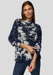Pullover aus Federgarn mit Glitzer-Details - blau / cremeweiss - Gr. 42 von Goldner Fashion