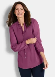Chiffonbluse mit femininem Ausschnitt - beere - Gr. 20 von Goldner Fashion