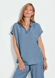 Bluse in Denim-Optik - hellblau - Gr. 20 von Goldner Fashion