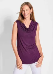 Luftiges Top mit Wasserfallausschnitt - lila - Gr. 22 von Goldner Fashion