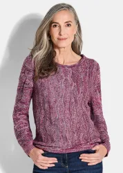 Strickpullover mit Wellenmuster - pink / gemustert - Gr. 22 von Goldner Fashion