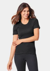 Thermo Damen-Unterwäsche T-Shirt - schwarz / méliert - Gr. 36 von Goldner Fashion