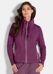 Sweatjacke mit Satin-Bändern - bordeaux - Gr. 40 von Goldner Fashion