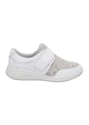 Hallux-Slipper mit Klettverschluss - cremeweiss / gemustert - Gr. 38 von Goldner Fashion